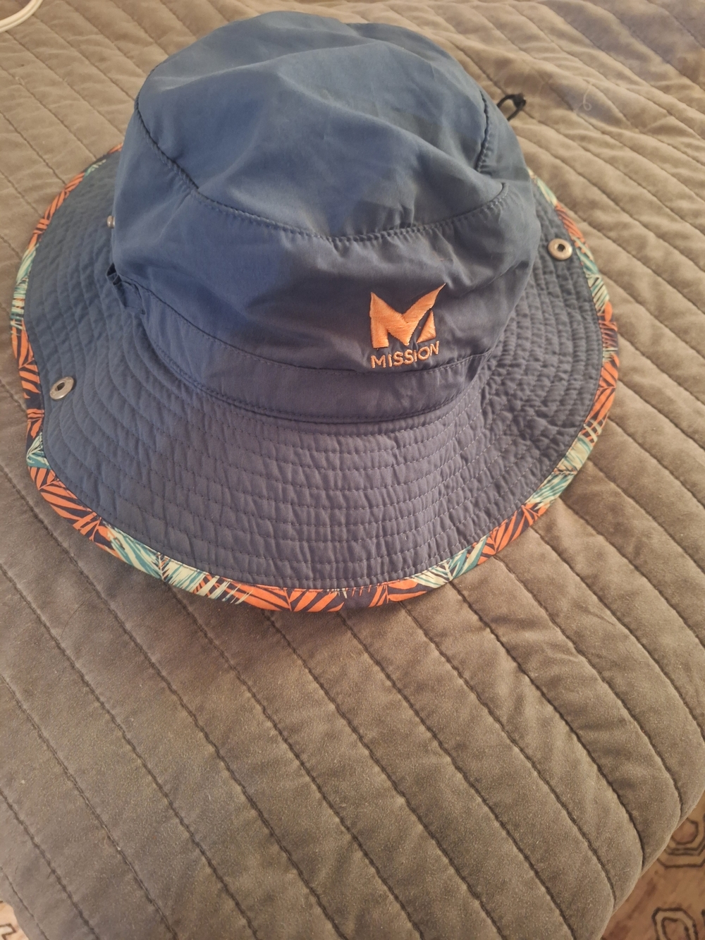 Mission Navy Bucket Hat with Tropical Trim